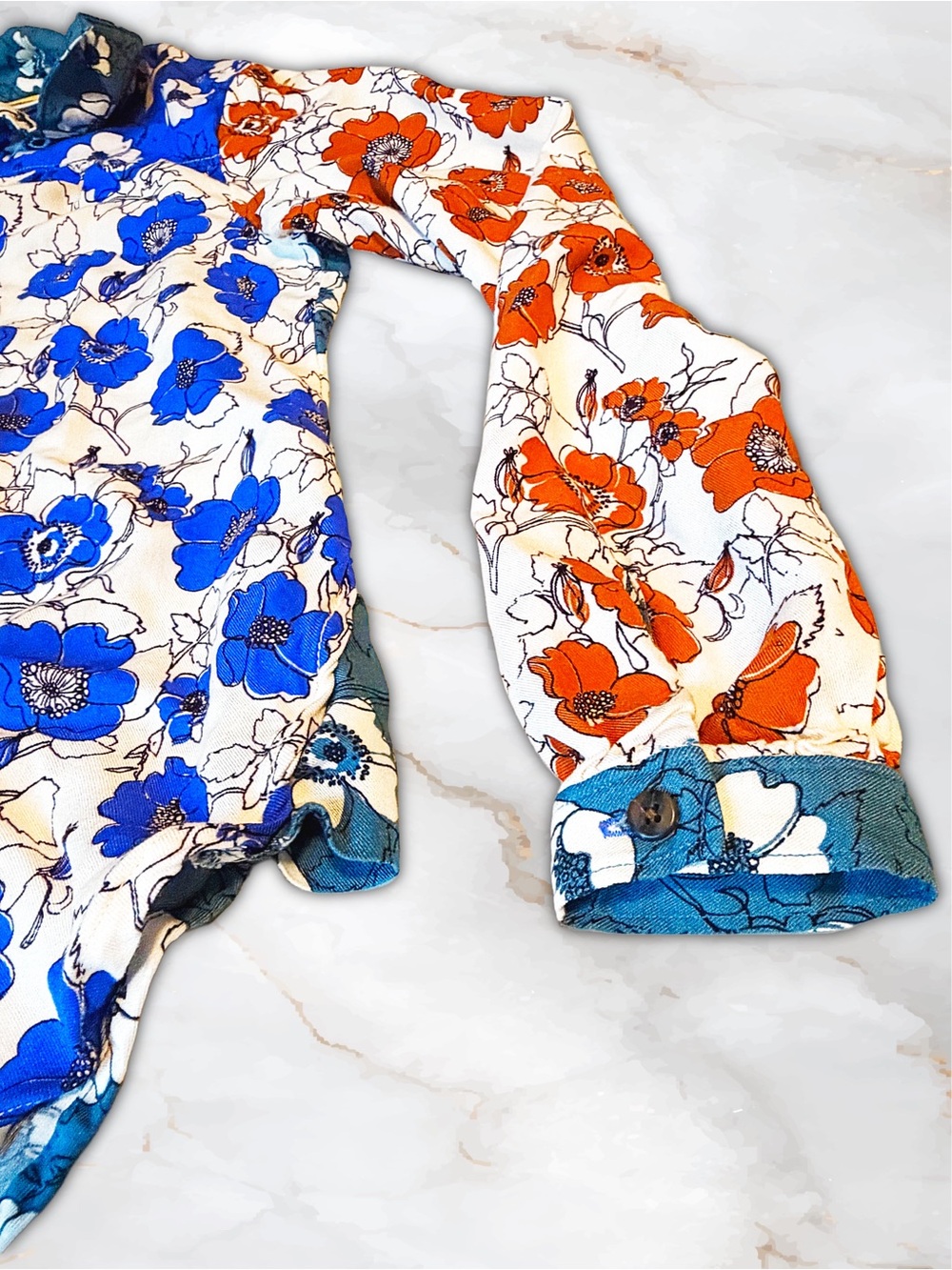 Anthropologie Maeve Paz Alida Contrast Floral Patchwork Buttondown Blouse XXSP - Picture 14 of 16